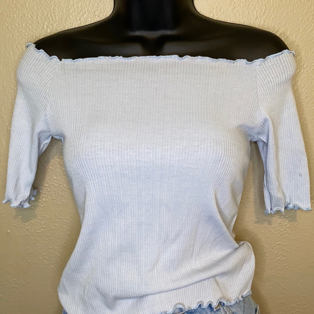 Blue ruffle crop top